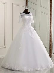 KEYDRESS | Elegant Lace A-Line Wedding Dress Appliques Bridal Gown